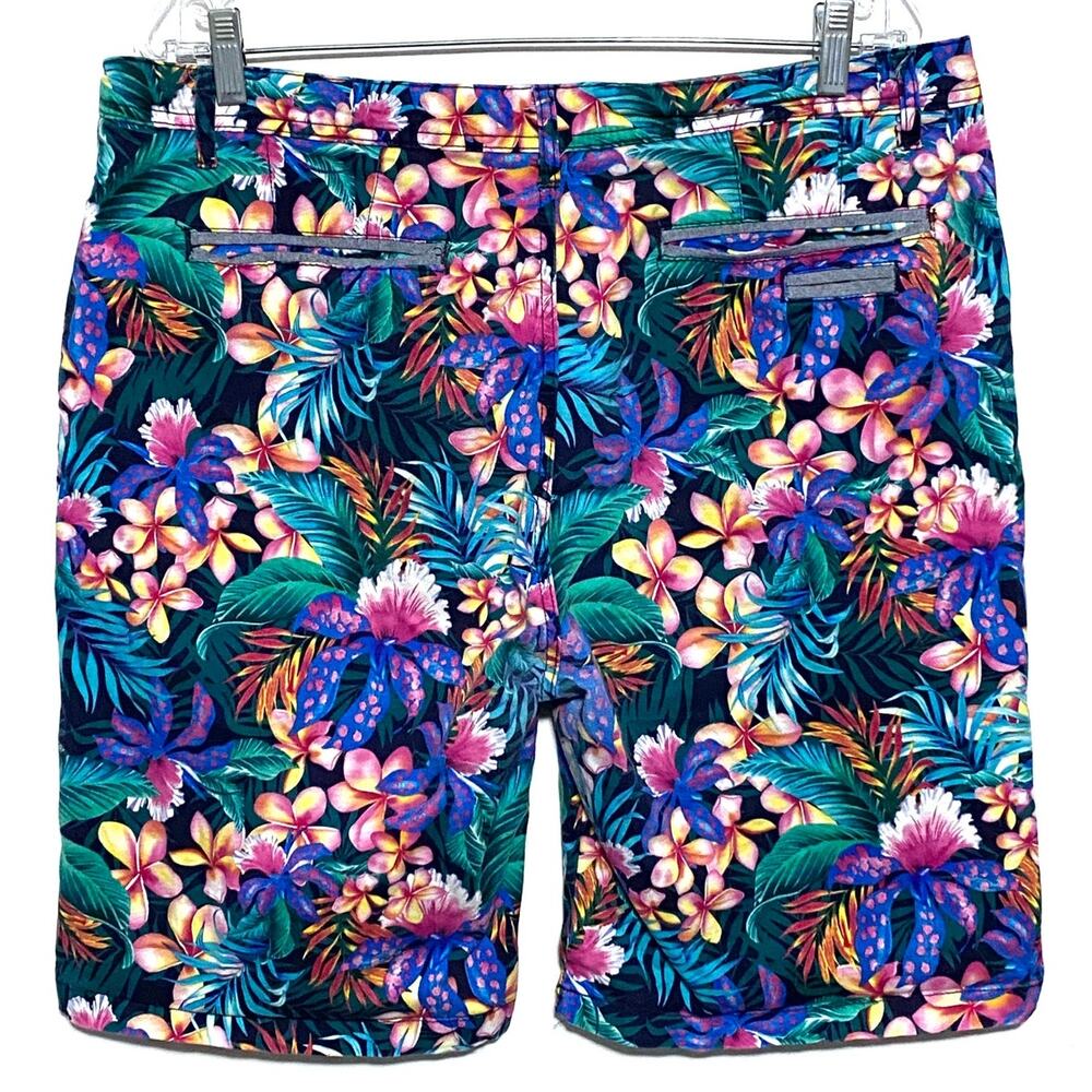 Hudson & Barrow Tropical Chino Shorts Mens 38 Hawaiian Vacation Resort Colorful - Picture 2 of 8